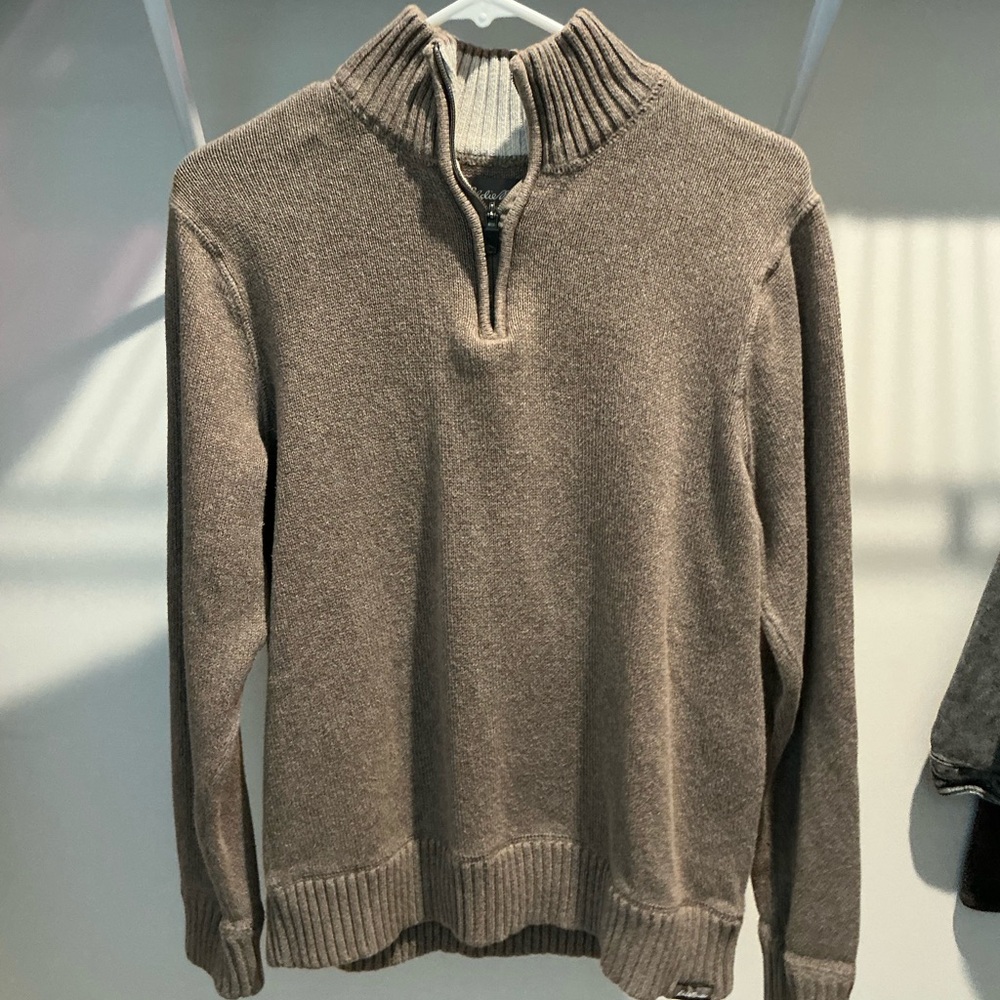 Eddie Bauer Men's Tan Zip-Up Sweater